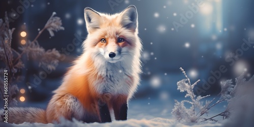  Frosty Fox s Enchanted Snowscape    Background Design   Generative AI Artwork