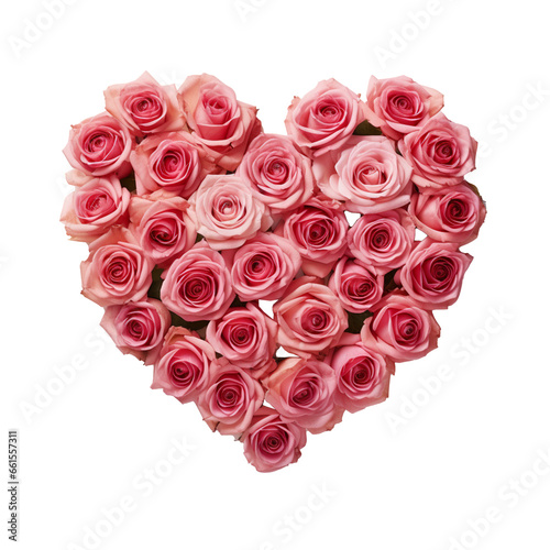 Bunch of red and pink colour of roses be arrange in heart shape an be isolated on white background. 