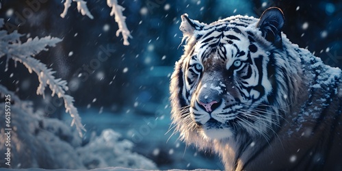 "Frozen Majesty: Tiger in the Snowy Silence" | Background Desgin | AI Generated Atwork