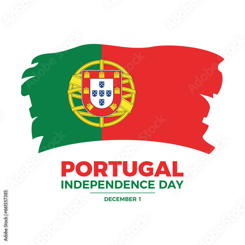 Portugal Independence Day poster vector illustration. Grunge Flag of Portugal icon vector isolated on a white background. Paintbrush portuguese flag symbol. December 1 every year. Important day