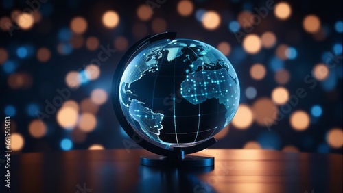 Best Internet Concept of global business. Globe, glowing lines on technological background