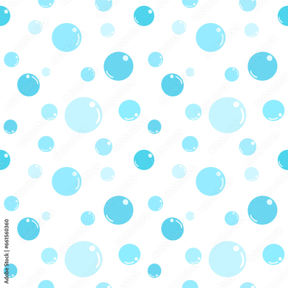 Seamless pattern blue bubble vector, soap, soda, wash, liquid, fizzy water for design or background