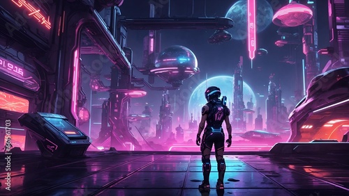 Explore a futuristic world filled with neon lights and advanced technology in this sci-fi video game.