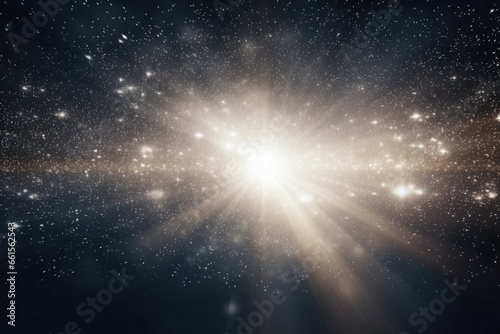 Abstract effect of glowing white with sparkling rays and stardust particles  copy space