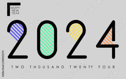 Happy new year 2024 design. With colorful truncated number illustrations. Premium vector design for poster, banner, greeting and new year 2024 celebration