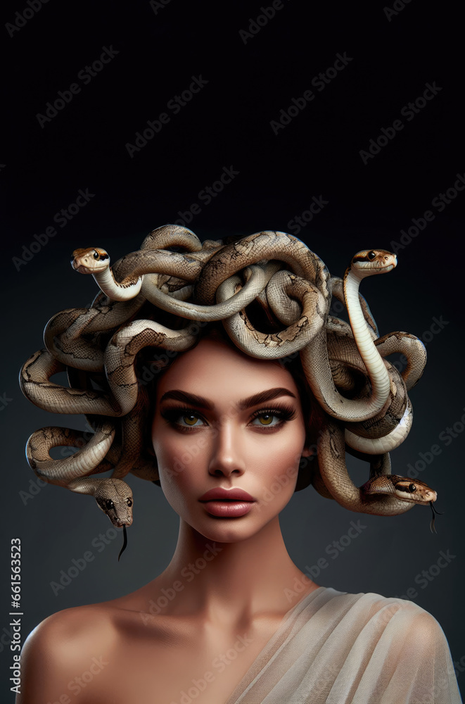 Medusa's Powerful Serpent Crown. Pretty intense gaze of Greek Mythology
