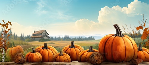 Rural backdrop with pumpkins