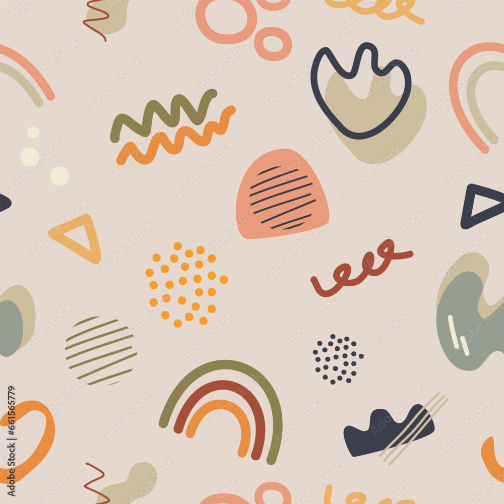 cute bright seamless doodle pattern of different abstract shapes cute bright seamless doodle pattern of different abstract shapes