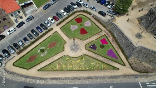 Aerial view of Barcelos city, district Braga, Portugal.