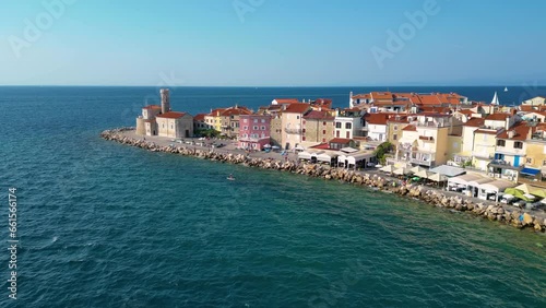 Wallpaper Mural Aerial view of Piran town, Adriatic coastline, Mediterranean summer day, Slovenia Torontodigital.ca