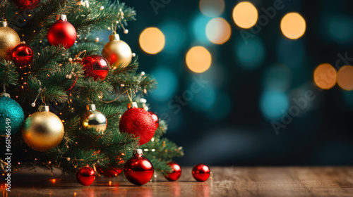 Holiday Season Elegance: Christmas Decor on Blurred Background