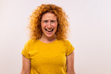 Image of angry ginger woman screaming.