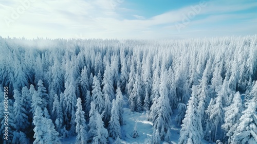 Winter Wonderland Drone View of SnowCovered Evergre © Hamza