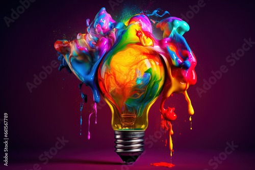 Colorful creative idea splash from lightbulb