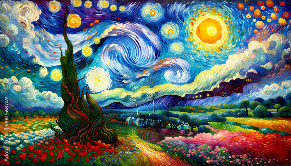 Starry night in Impressionnist Painting Style