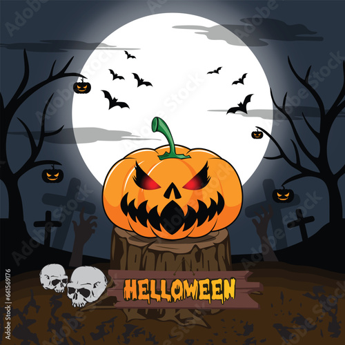 Happy Halloween party, horror ghost  pumpkin, halloween pattern, gloomy pumpkin for background.