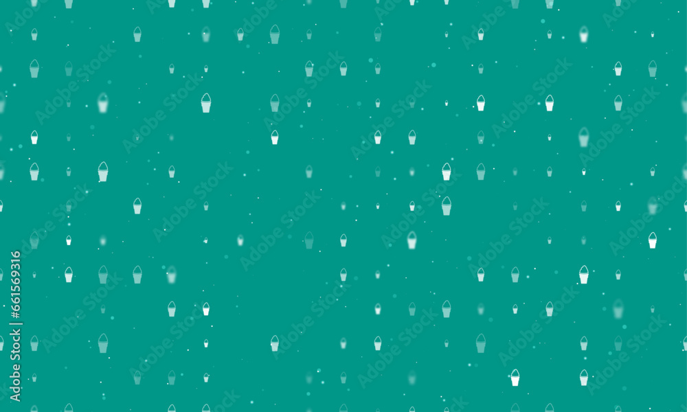 Seamless background pattern of evenly spaced white ice cream symbols of different sizes and opacity. Vector illustration on teal background with stars Seamless background pattern of evenly spaced white ice cream symbols of different sizes and opacity. Vector illustration on teal background with stars