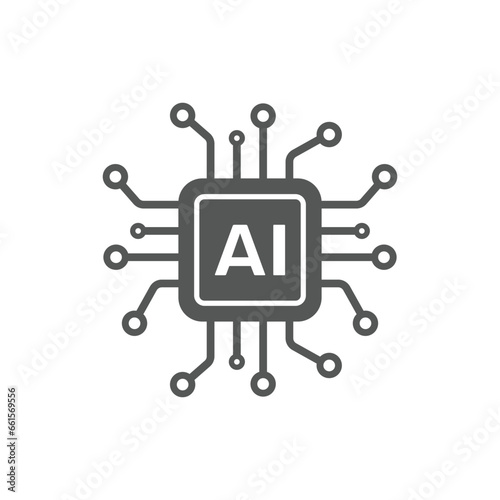 AI Processor vector icon for websites and mobile minimalistic flat design. Mini AI CPU icon in flat style. Mobile AI CPU. EPS 10