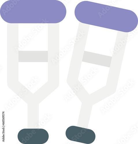  crutches flat icon design style
