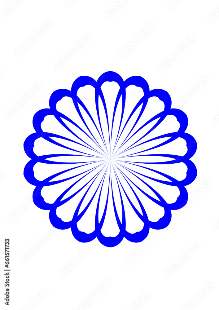 Rosette in form einer blauen blüte mit schmalen blütenblättern, modernes abstraktes design Rosette in form einer blauen blüte mit schmalen blütenblättern, modernes abstraktes design