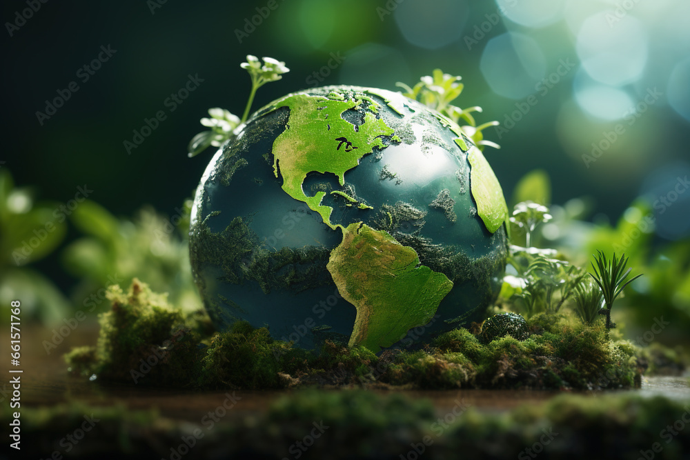 World with the concept of ESG ,green energy for world environment day.