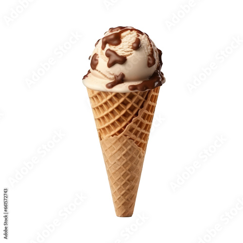 chocolate cone ice cream on isolated transparent  background
