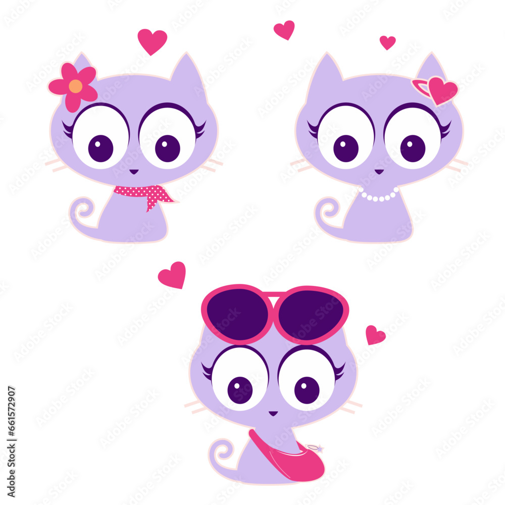 Little princess slogan. Cute cat face with a crown and stars. Fairytale theme. For fashion fabric design, t-shirt prints, cups, stickers, postcards. Vector