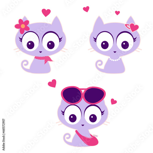 Little princess slogan. Cute cat face with a crown and stars. Fairytale theme. For fashion fabric design, t-shirt prints, cups, stickers, postcards. Vector © MCD Studio