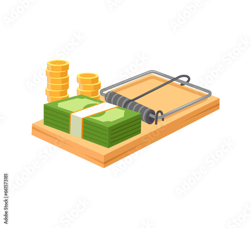 Vector of money trap, online loans, illegal loans design concept.