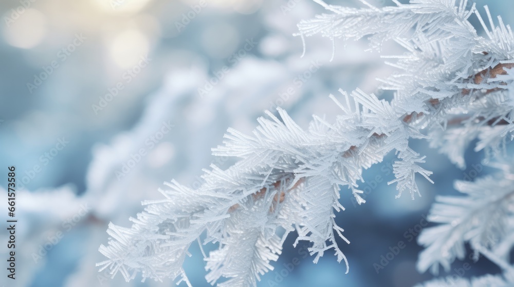 Photo of a snow-covered tree branch up close Photo of a snow-covered tree branch up close