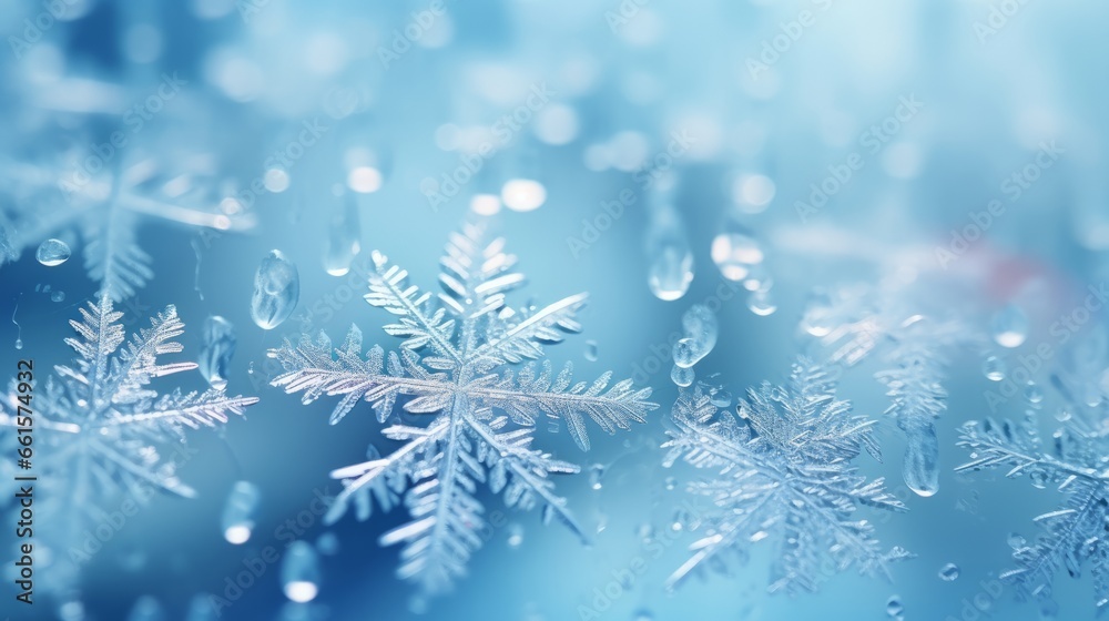 Photo of snowflakes on a window, close-up view Photo of snowflakes on a window, close-up view