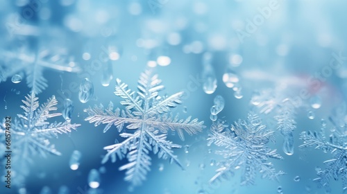 Photo of snowflakes on a window, close-up view