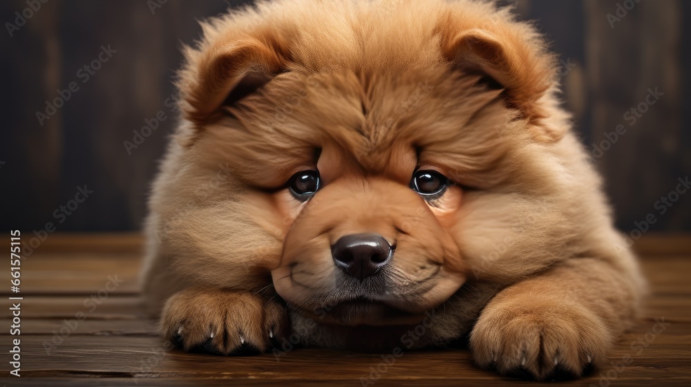 Adorable Chow Chow puppy with its captivating puppy dog eyes, a loyal and fluffy companion to brighten your designs