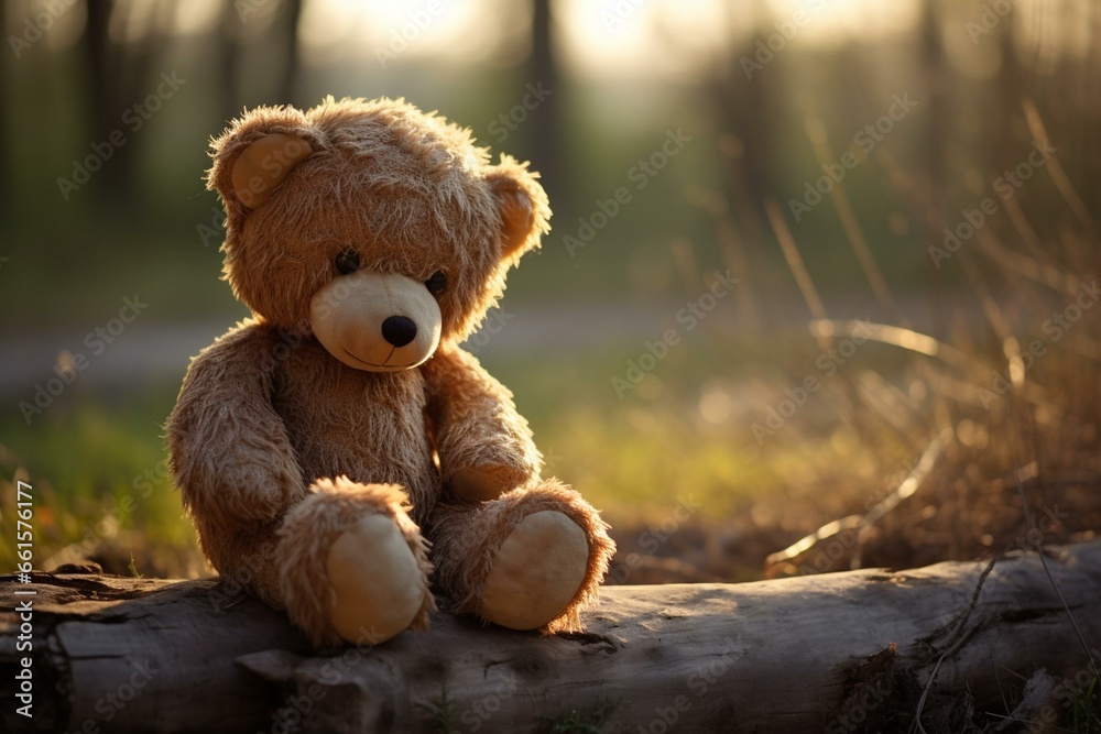 lonely teddy bear. Generative AI - obrazy, fototapety, plakaty 