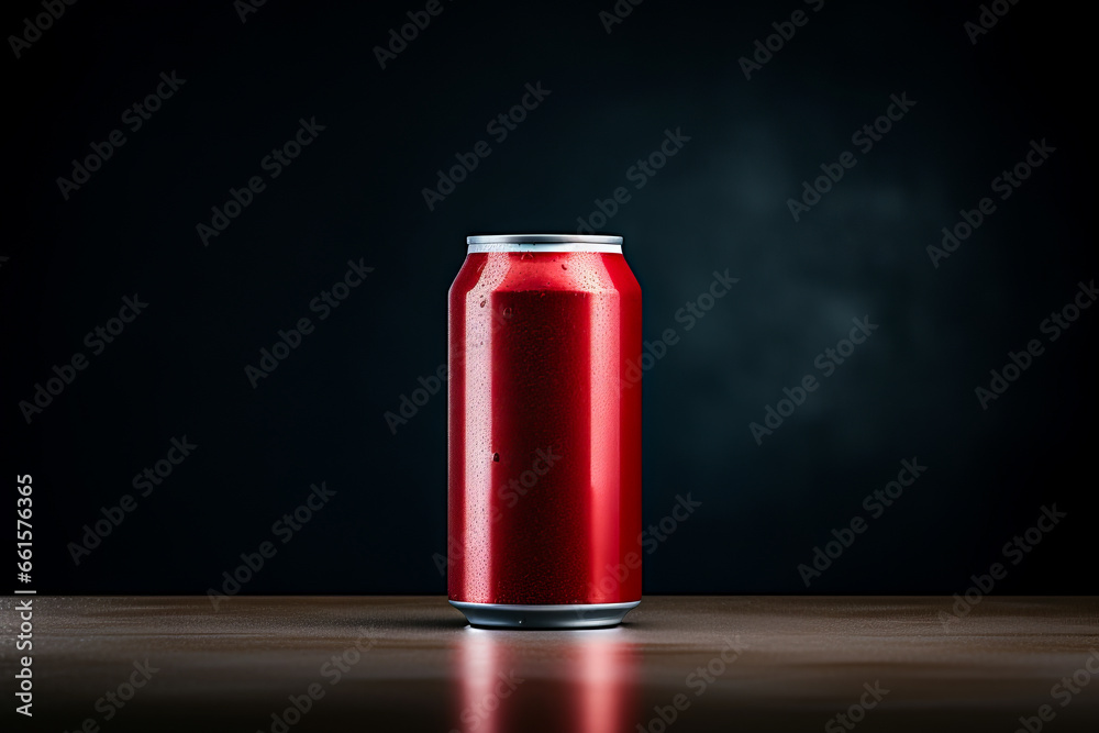 Can of soda on table with black background. Can of soda on table with black background.