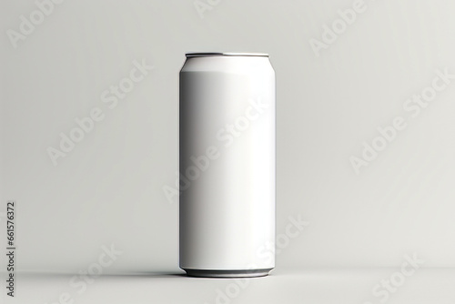 Can of soda on white background with shadow.