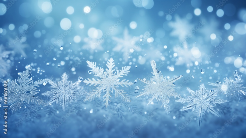 Photo of a blue background with snowflakes