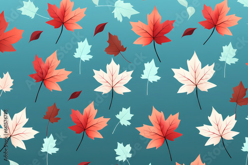 Tree colorful red and pastel pink maple leaves on a blue background.