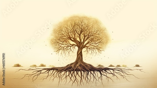 illustration of a tree with deep roots photo