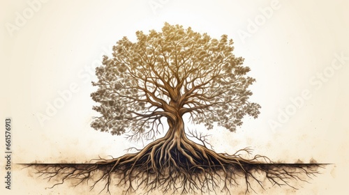 illustration of a tree with deep roots