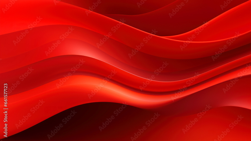 Obraz premium Red abstract background with smooth wavy lines. 3d render illustration