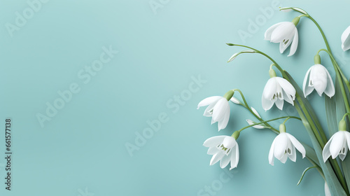 spring snowdrop flowers with copy space