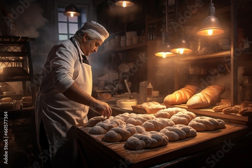 baker kneading dough, Generative AI