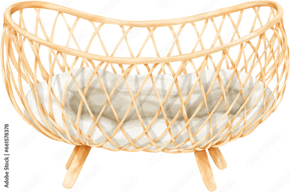 Obraz premium Watercolor Baby Bassinet