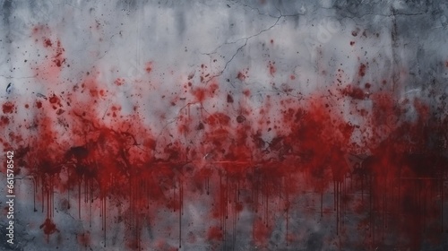 A background with a blood-like texture  resembling a concrete wall adorned with vivid red stains