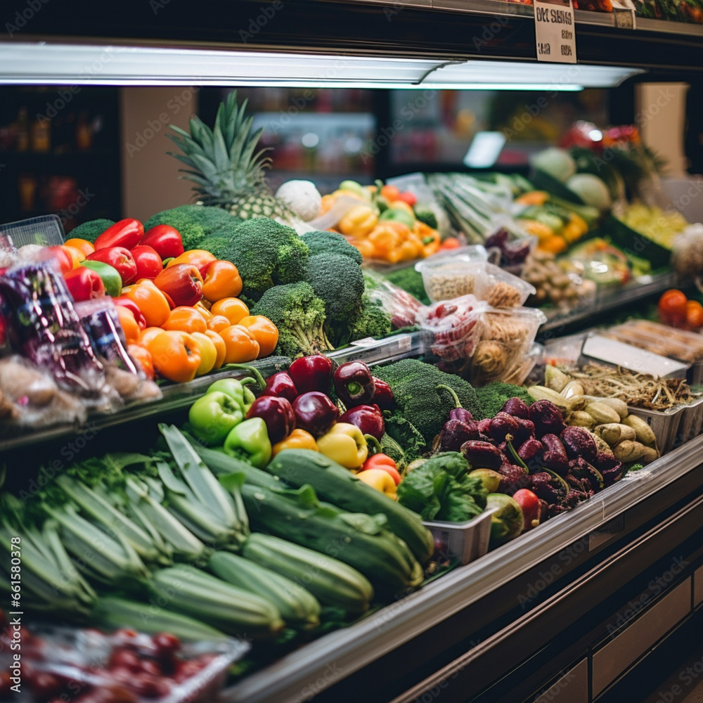 healthy food in a store, generative ai