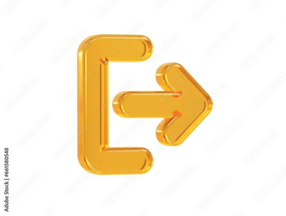 Exit icon logout 3d illustration rendering transparent Exit icon logout 3d illustration rendering transparent
