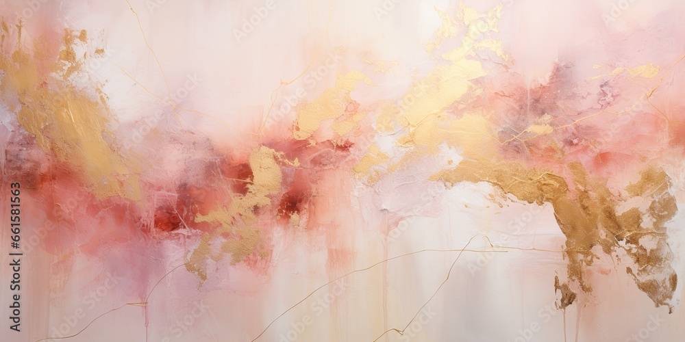 AI Generated. AI Generative. Drawing painting ink brush decorative background with pink and golden colors. Graphic Art