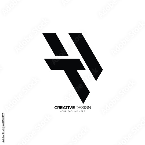 Letter Ht initial modern creative unique unique shapes alphabet monogram logo design