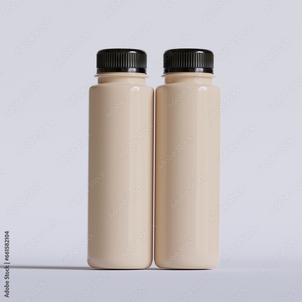Cool Brew Coffee Bottle with a black color cup and realistic render Cool Brew Coffee Bottle with a black color cup and realistic render